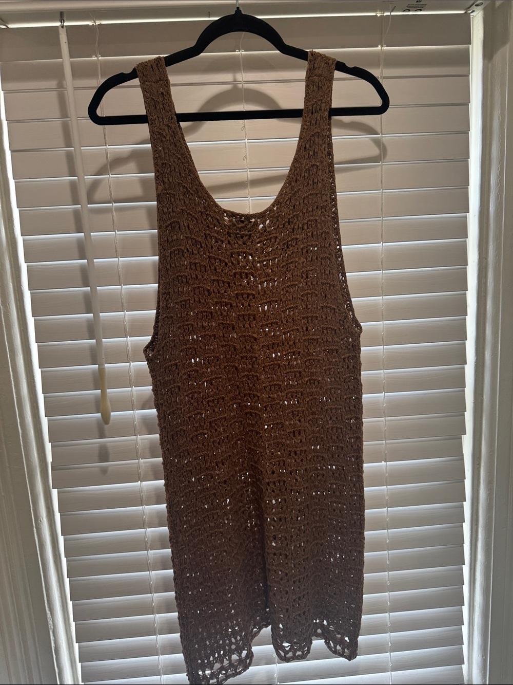 Rhythm Crochet Mini Tank Dress in Brown - Picture 4 of 4